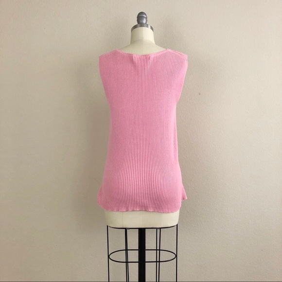 Ellen Tracy Pink Ribbed Knit Sleeveless Sweater - Picture 3 of 4